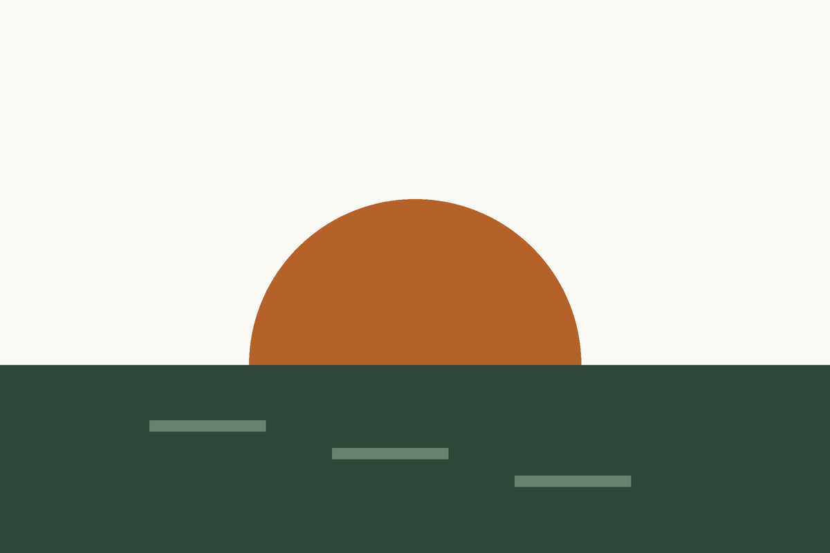 Aufgehende Sonne über grünem Horizont – abstrakte Illustration